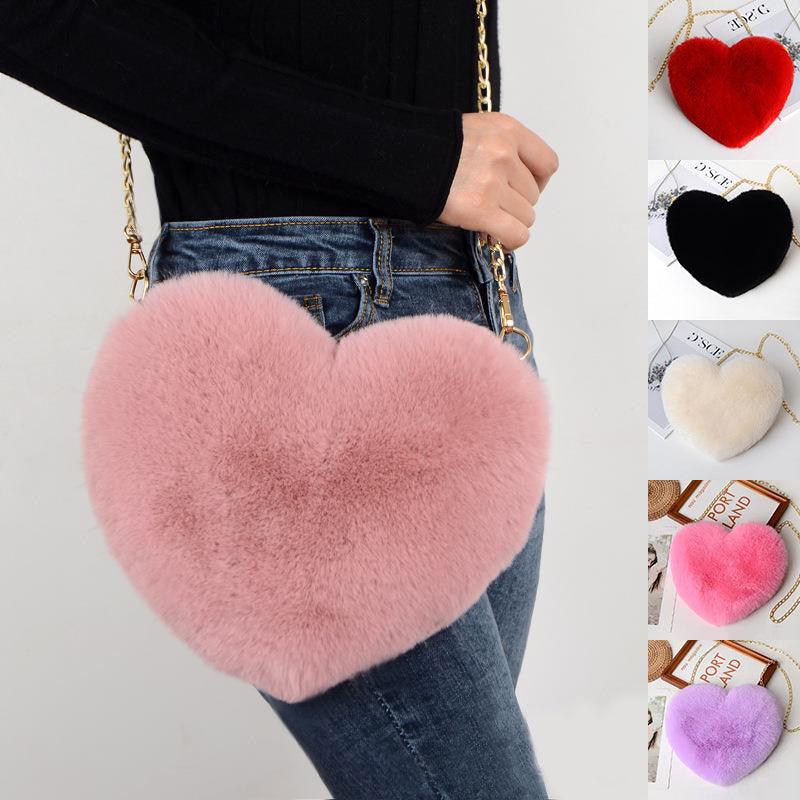 Love Bags For Women Plush Chain Shoulder Bags Valentine's Day Party Bag - Amazitshop