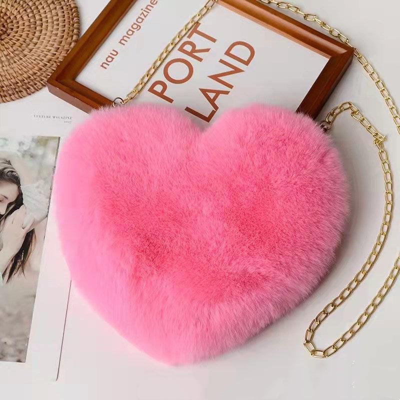 Love Bags For Women Plush Chain Shoulder Bags Valentine's Day Party Bag - Amazitshop