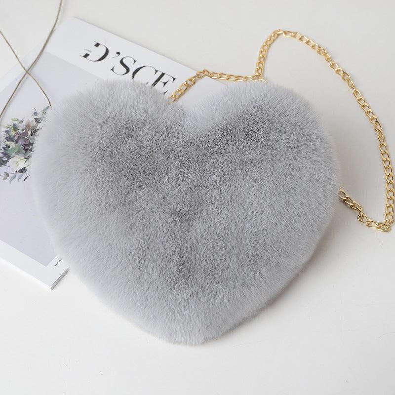 Love Bags For Women Plush Chain Shoulder Bags Valentine's Day Party Bag - Amazitshop