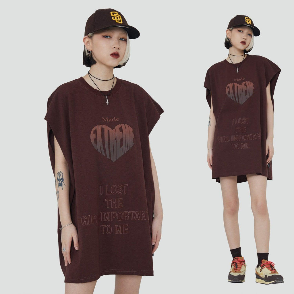 Love Foam Printing Bottoming Shirt Guochao Brand Solid Color Vest Men - Amazitshop