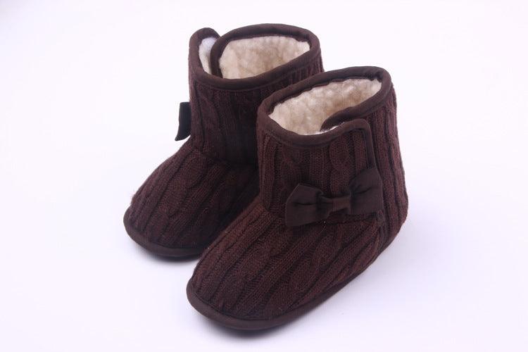 Manufacturers selling Wool Knitted Winter new bow shoes baby toddler shoes shoes boots 1646 - Amazitshop
