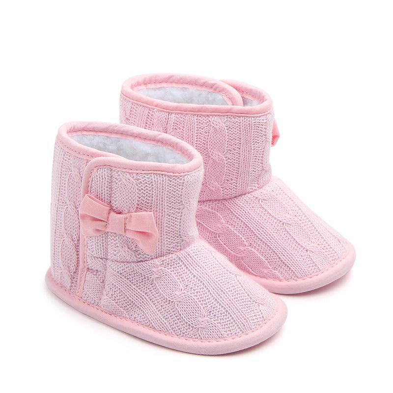 Manufacturers selling Wool Knitted Winter new bow shoes baby toddler shoes shoes boots 1646 - Amazitshop