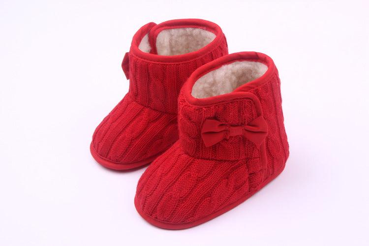 Manufacturers selling Wool Knitted Winter new bow shoes baby toddler shoes shoes boots 1646 - Amazitshop
