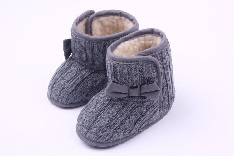 Manufacturers selling Wool Knitted Winter new bow shoes baby toddler shoes shoes boots 1646 - Amazitshop