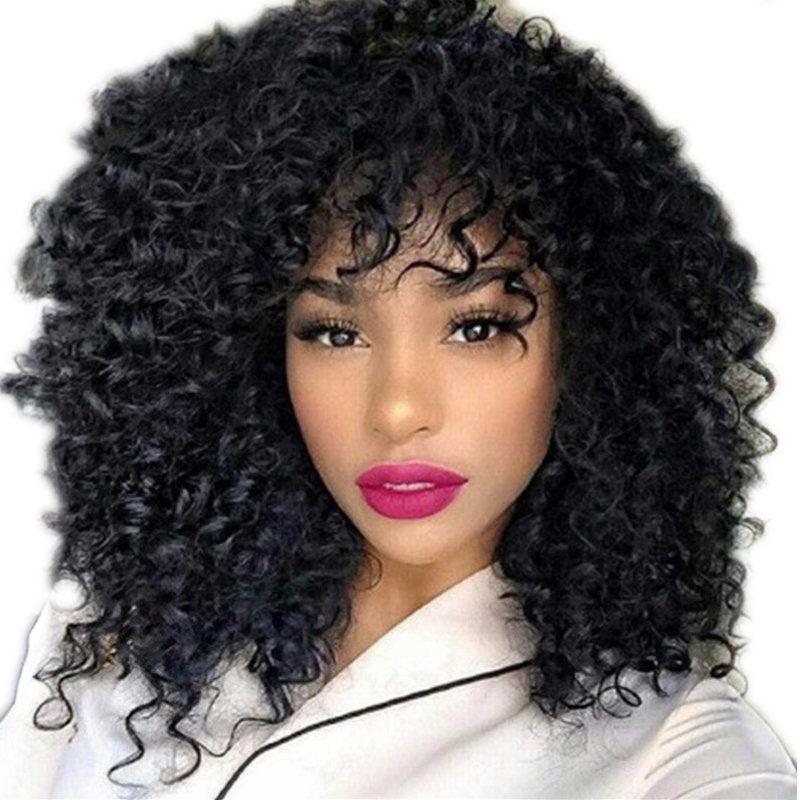 Manufacturers Supply European And American Wigs, African Short Curly Hair Female Wigs, Fluffy Small Curly Bangs, Long Curly Hair Wigs, Wigs - Amazitshop