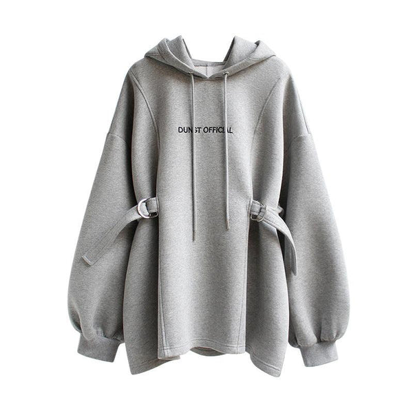 Medium Length Loose Waisted Hoodie Jacket - Amazitshop