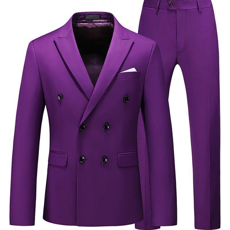 Men 2 Pieces Slim Fit Casual Tuxedo Suit Male Suits Set - Amazitshop