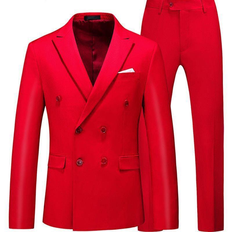 Men 2 Pieces Slim Fit Casual Tuxedo Suit Male Suits Set - Amazitshop