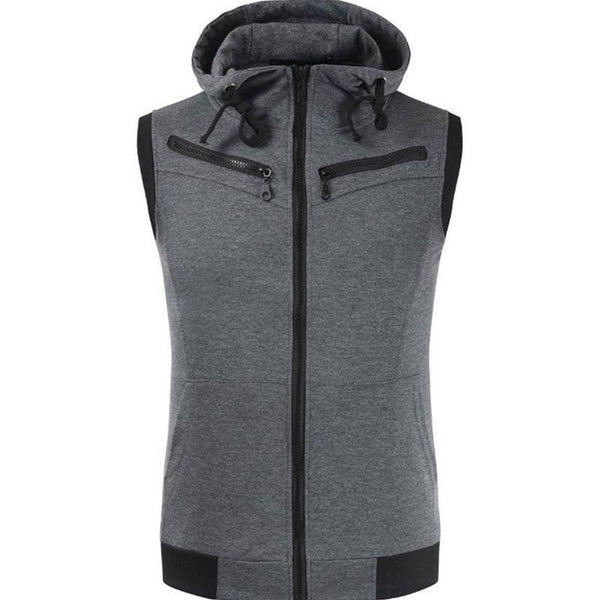 Men Camouflage Jacket Vest Casual Hooded Zip Sleeveless Tops - Amazitshop