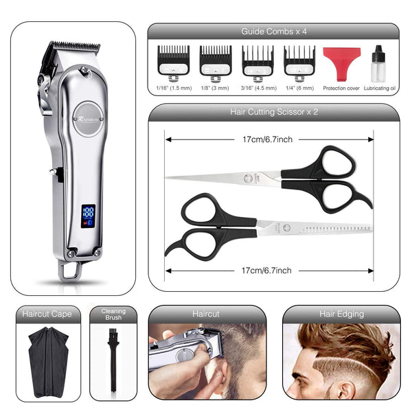Men Hair Trimmer 3 in 1 IPX7 Waterproof Beard Trimmer Grooming Kit Cordless Hair Clipper for Women & Children LED Display USB Rechargeable Amazon Banned - Amazitshop