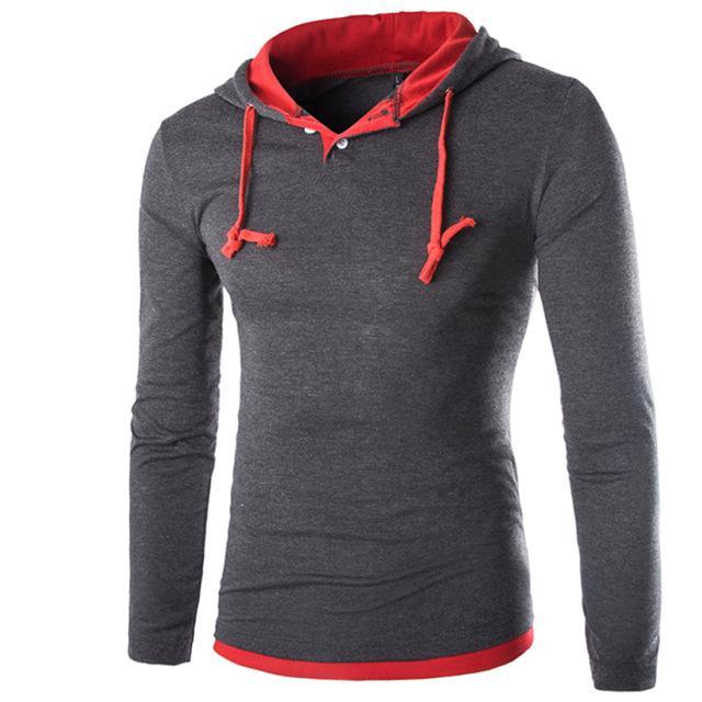 Men Hooded Stitching Tops - Amazitshop