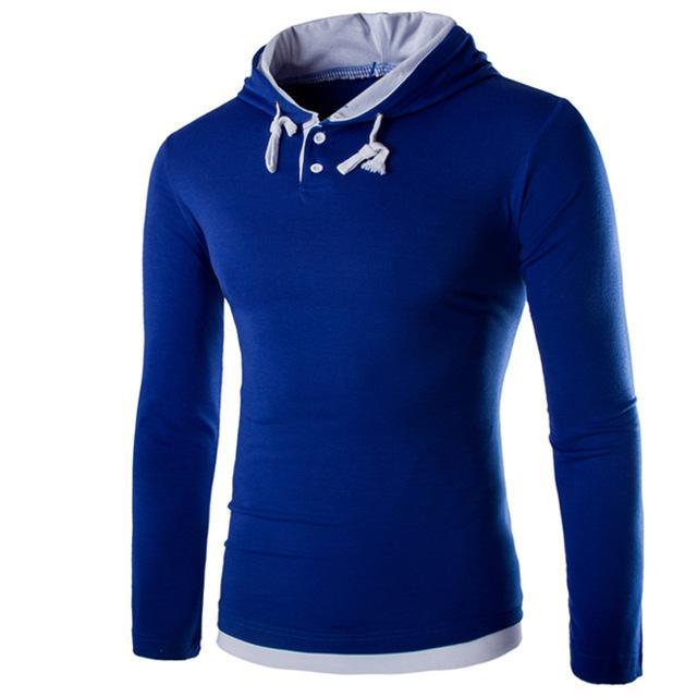 Men Hooded Stitching Tops - Amazitshop