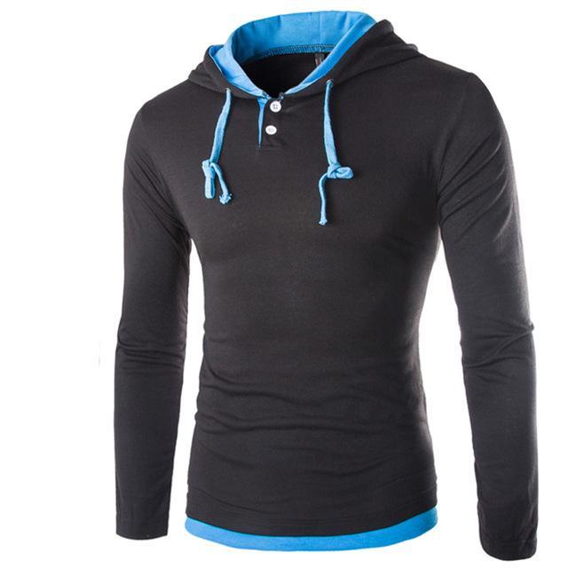 Men Hooded Stitching Tops - Amazitshop