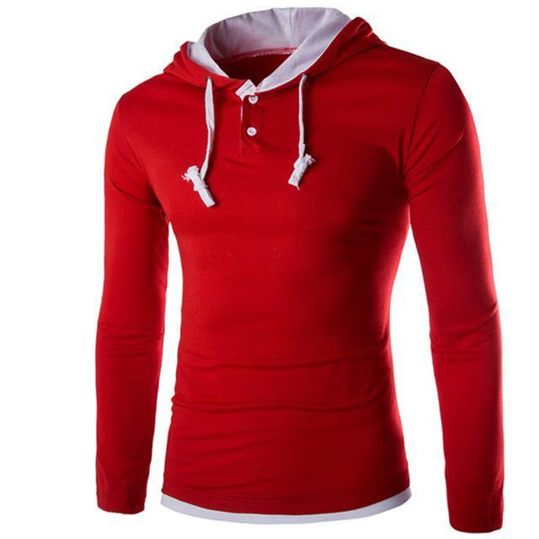 Men Hooded Stitching Tops - Amazitshop