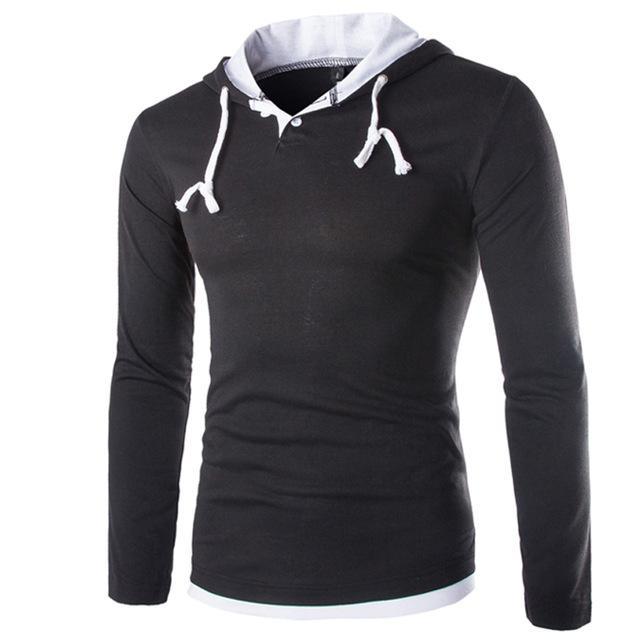 Men Hooded Stitching Tops - Amazitshop
