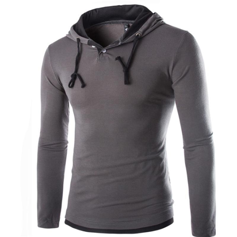 Men Hooded Stitching Tops - Amazitshop