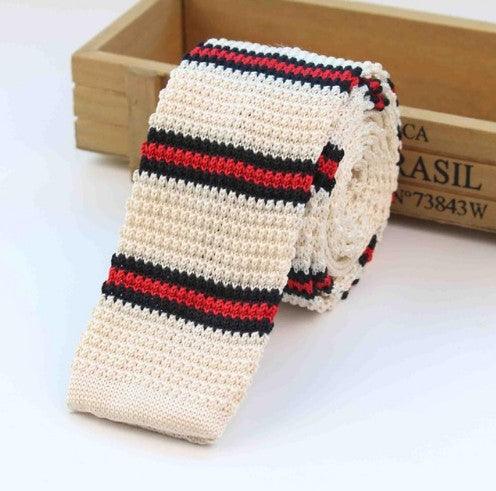 Men Knitted Knit Leisure Striped Ties Fashion Skinny Narrow Slim Neck Ties For Men Skinny Woven Designer Cravat - Amazitshop