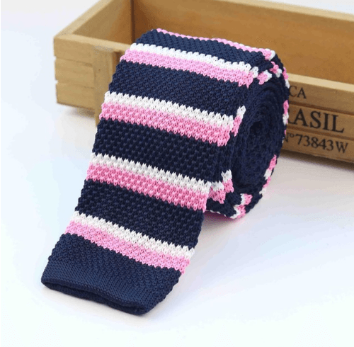 Men Knitted Knit Leisure Striped Ties Fashion Skinny Narrow Slim Neck Ties For Men Skinny Woven Designer Cravat - Amazitshop
