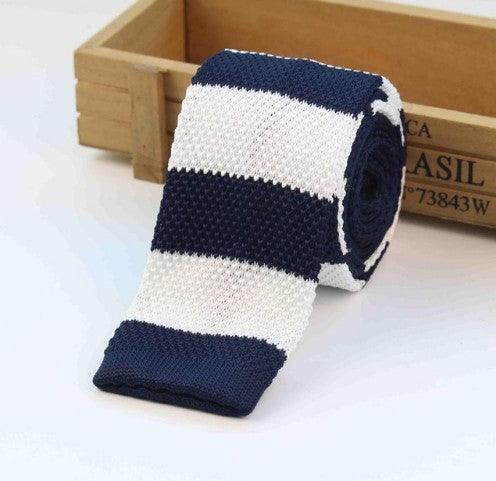 Men Knitted Knit Leisure Striped Ties Fashion Skinny Narrow Slim Neck Ties For Men Skinny Woven Designer Cravat - Amazitshop