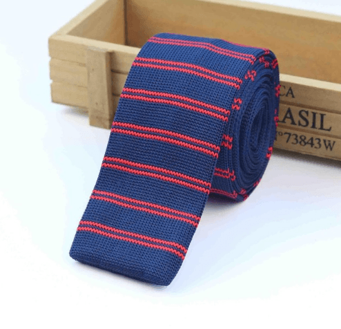 Men Knitted Knit Leisure Striped Ties Fashion Skinny Narrow Slim Neck Ties For Men Skinny Woven Designer Cravat - Amazitshop
