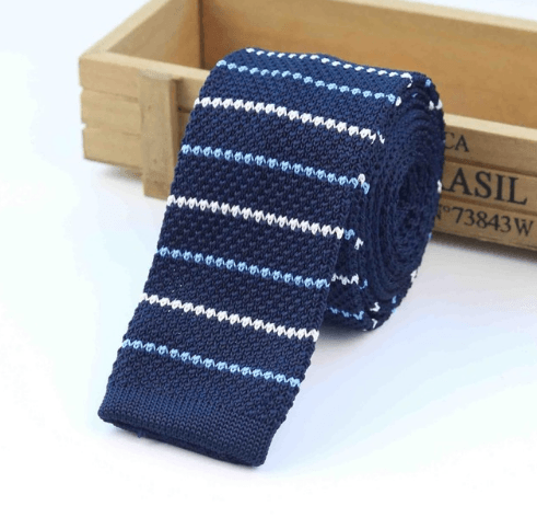 Men Knitted Knit Leisure Striped Ties Fashion Skinny Narrow Slim Neck Ties For Men Skinny Woven Designer Cravat - Amazitshop