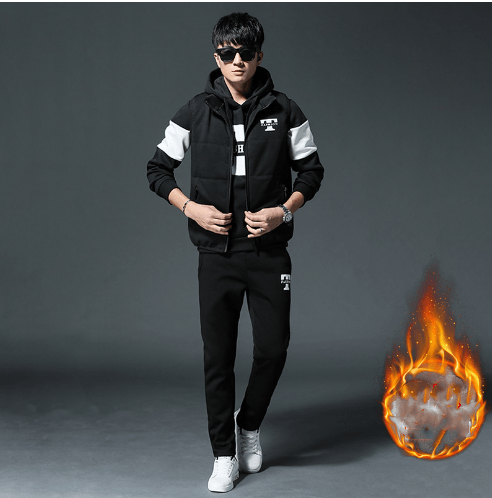 Men Plus Velvet Padded Clothes Suit - Amazitshop