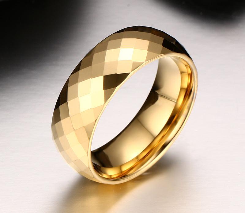 Men Ring Tungsten Jewelry Gold Color - Amazitshop