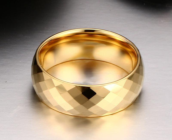 Men Ring Tungsten Jewelry Gold Color - Amazitshop