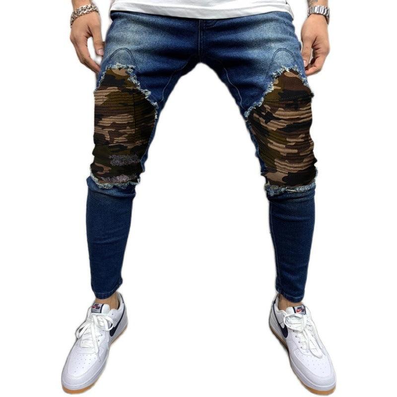 Men s Pleated Camouflage Slim fit Jeans - Amazitshop