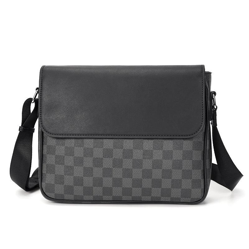 Men S Shoulder Bag Leather Plaid - Amazitshop