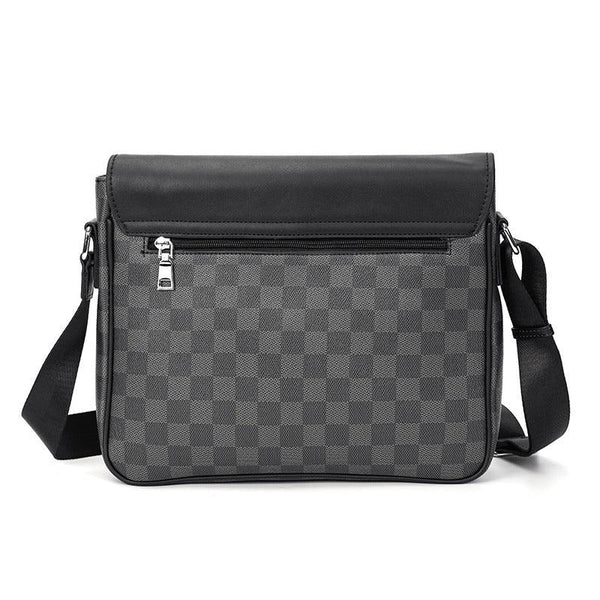 Men S Shoulder Bag Leather Plaid - Amazitshop