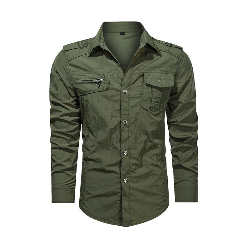 Men Shirt Outwear Military Thin Long Sleeve Shirts Quick - dry Solid Casual Fit Men Shirt - Amazitshop