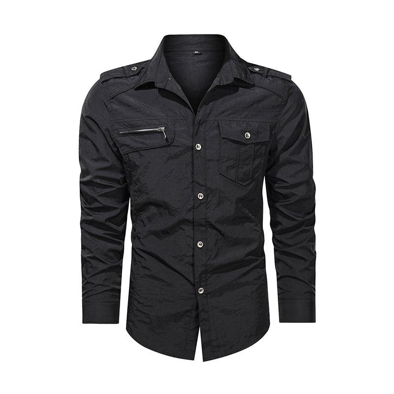 Men Shirt Outwear Military Thin Long Sleeve Shirts Quick - dry Solid Casual Fit Men Shirt - Amazitshop