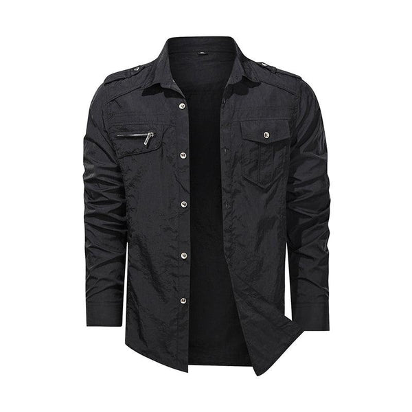 Men Shirt Outwear Military Thin Long Sleeve Shirts Quick - dry Solid Casual Fit Men Shirt - Amazitshop