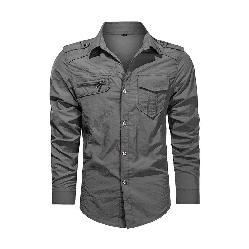 Men Shirt Outwear Military Thin Long Sleeve Shirts Quick - dry Solid Casual Fit Men Shirt - Amazitshop