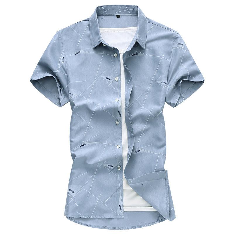 Men Short Sleeve Cotton Flower Shirt Mens Dress Shirts - Amazitshop