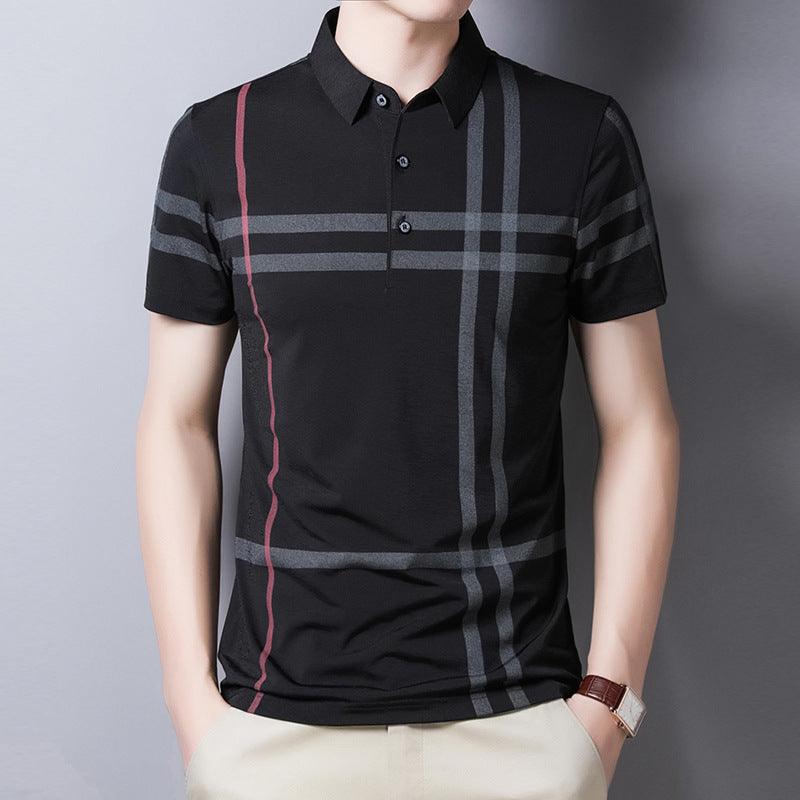 Men Summer Striped Polo Shirt Short Sleeve Slim Fit Polos Fashion Streetwear Tops - Amazitshop