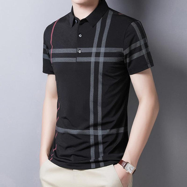 Men Summer Striped Polo Shirt Short Sleeve Slim Fit Polos Fashion Streetwear Tops - Amazitshop