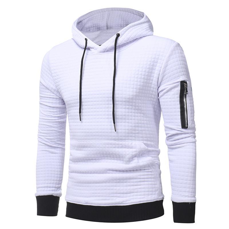 Men Sweatshirt Hoodie With Arm Zipper Long Sleeve Slim Tops - Amazitshop