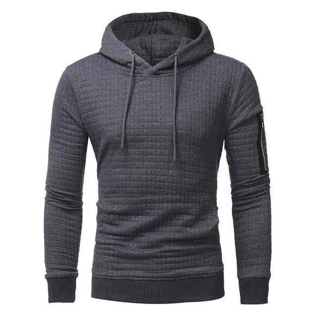 Men Sweatshirt Hoodie With Arm Zipper Long Sleeve Slim Tops - Amazitshop