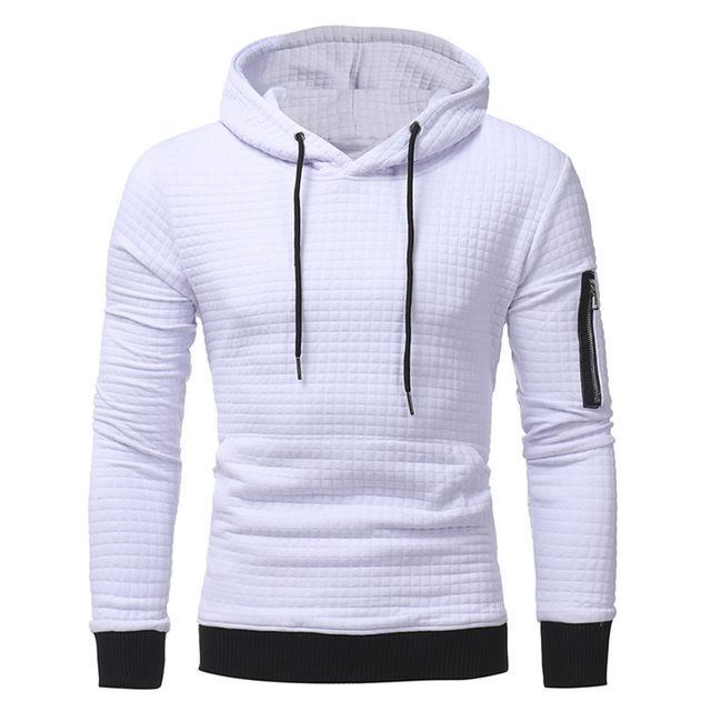 Men Sweatshirt Hoodie With Arm Zipper Long Sleeve Slim Tops - Amazitshop
