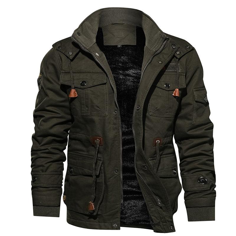 Men Winter Fleece Jacket Warm Hooded Coat Thermal Thick Outerwear Male Military Jacket - Amazitshop