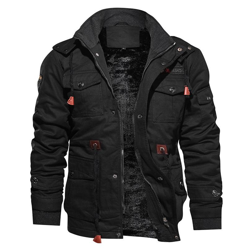 Men Winter Fleece Jacket Warm Hooded Coat Thermal Thick Outerwear Male Military Jacket - Amazitshop