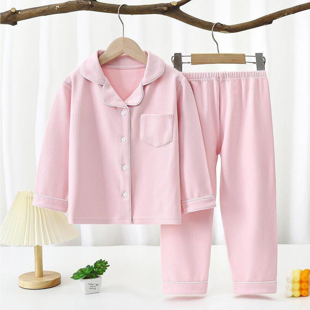 Men's And Women's Long - sleeved Lapel Loungewear Two - piece Set - Amazitshop