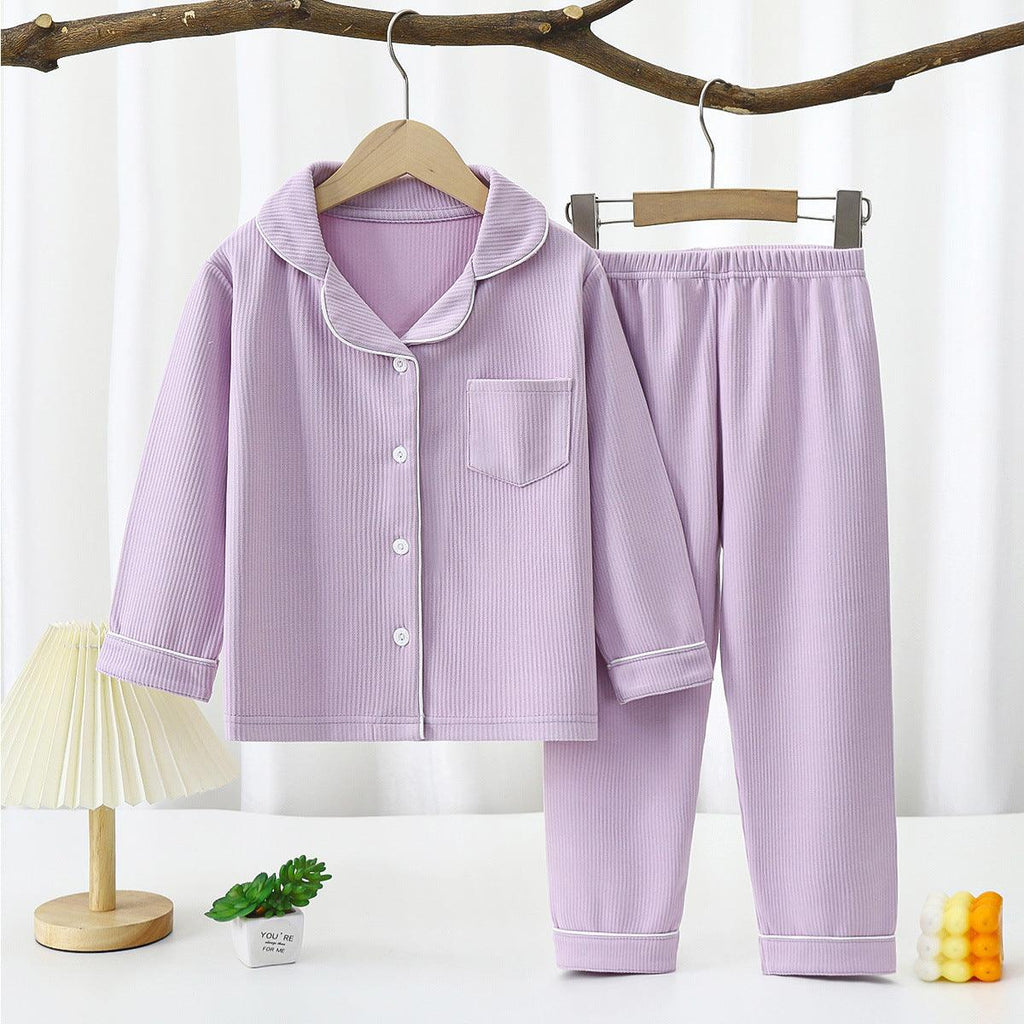 Men's And Women's Long - sleeved Lapel Loungewear Two - piece Set - Amazitshop