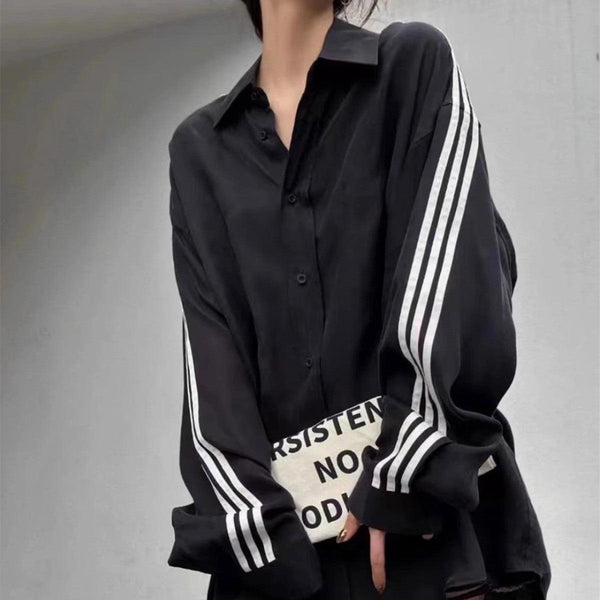 Men's And Women's Same Black Circular Lower Hem Shirt - Amazitshop