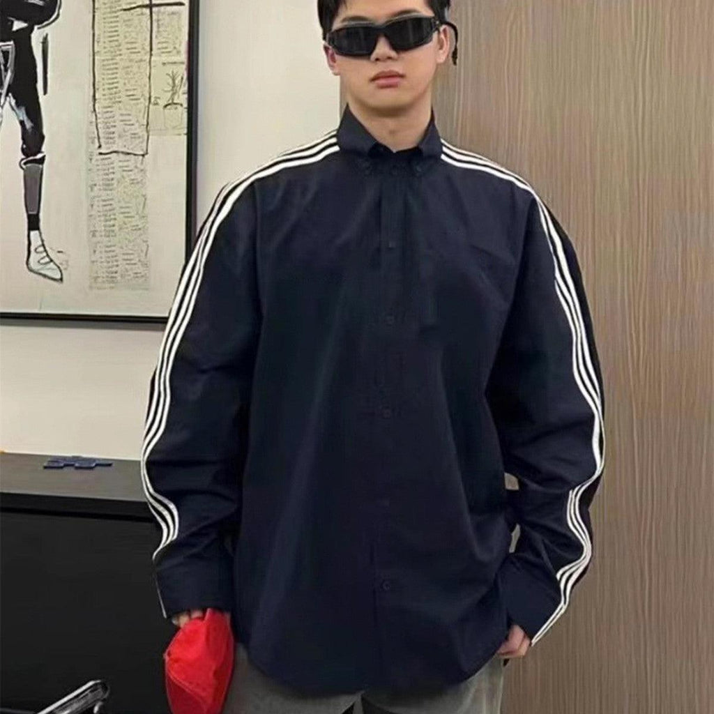 Men's And Women's Same Black Circular Lower Hem Shirt - Amazitshop