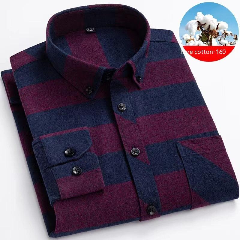 Men's Cotton Brushed Plaid Shirt - Amazitshop