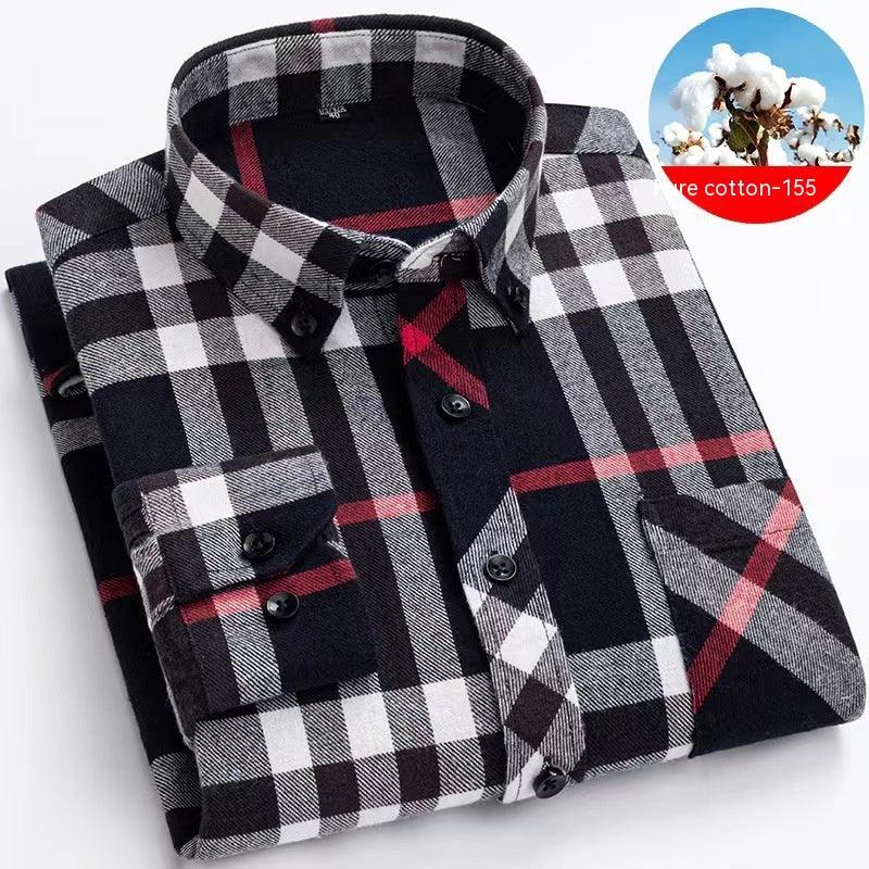 Men's Cotton Brushed Plaid Shirt - Amazitshop