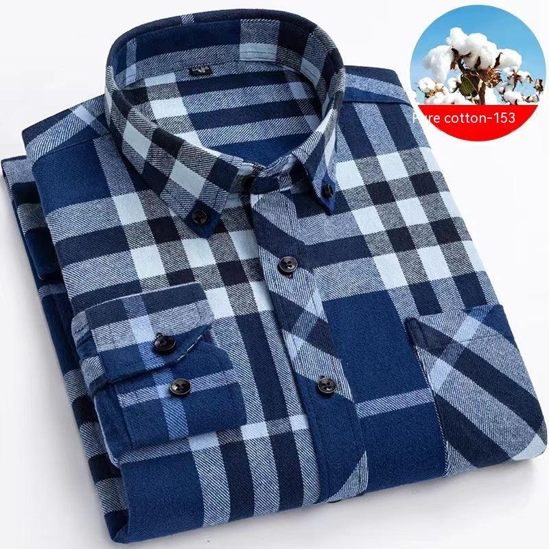 Men's Cotton Brushed Plaid Shirt - Amazitshop